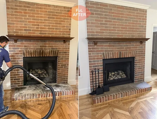 Greenwich Chimney Sweep carefully sanitizing a fireplace in Greenwich, CT